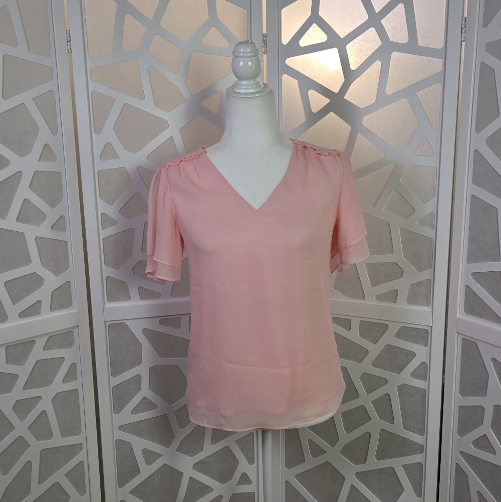 Banana Republic Light Pink V-Neck Blouse